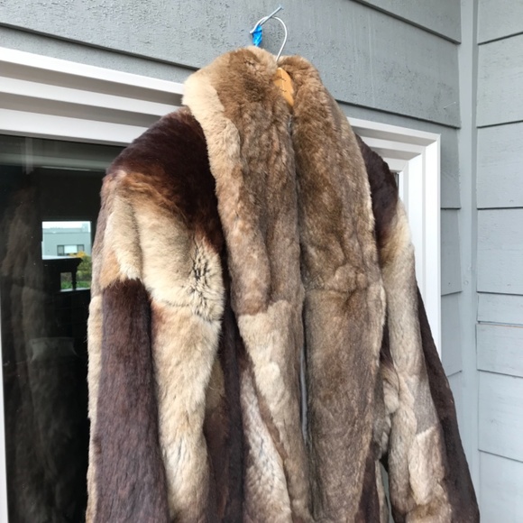 Polo Norte brown rabbit very long coat, XL - Picture 5 of 6